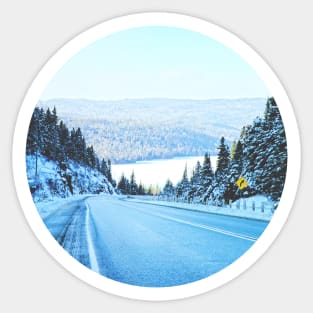 Looking Back. Winter Landscape Photograph. Circle Sticker